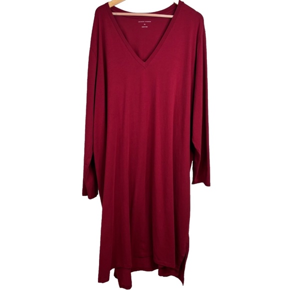 Universal Standard Tesino Midi Dress 32 Long Sleeve Stretch Jersey V Neck Red - Picture 3 of 13